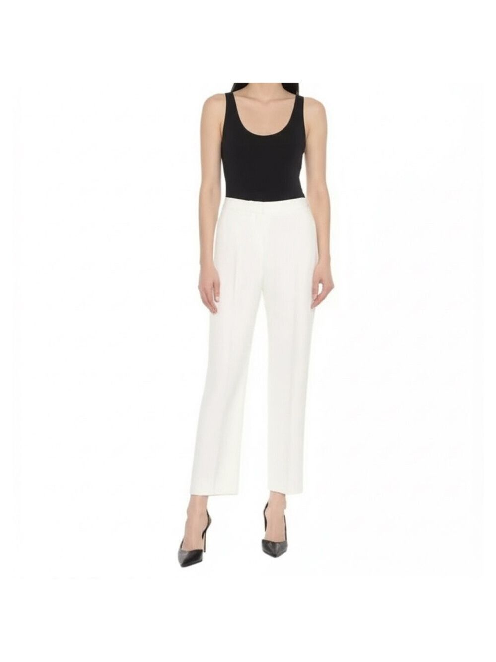 NWT vintage Joseph Ribkoff ivory white straight leg tailored mid rise trousers 8